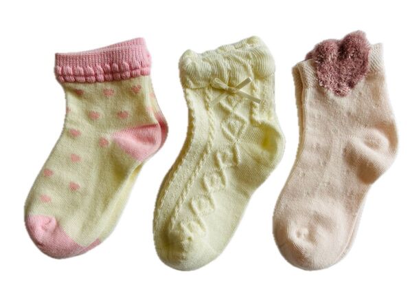 キッズソックス 女の子 靴下 3足セット 15〜20cm ハート柄 リボン