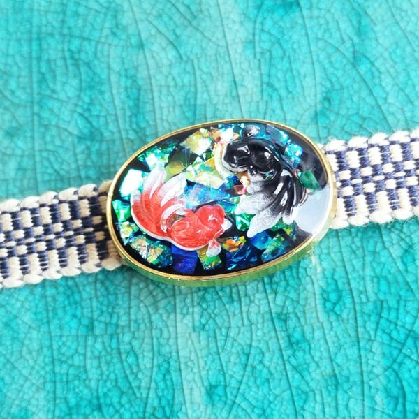 金魚の帯留め 和装小物 ハンドメイド 帯留 キンギョ 夏