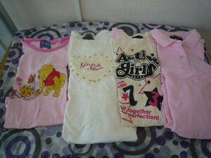 * girl < 120 > short sleeves * long sleeve tops T-shirt, polo-shirt total,4 point set pink series many T-shirt is cotton 100%