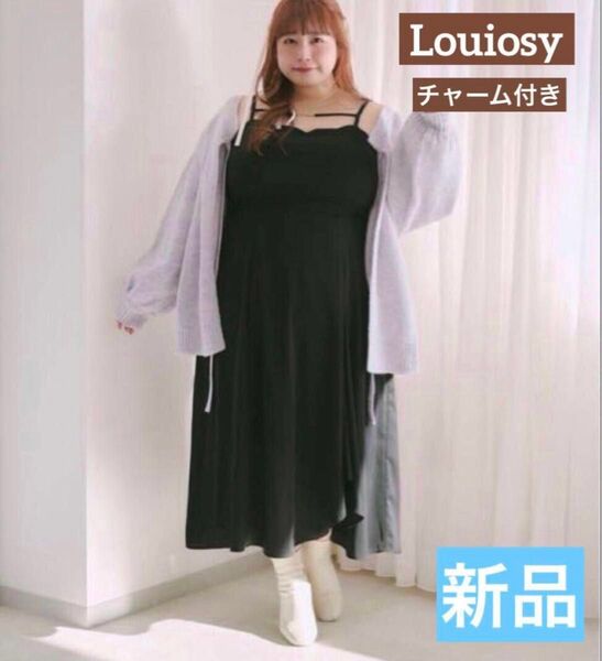 新品☆ ルオシー Louiosy チャーム付き イレヘムキャミワンピース4L 黒