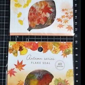 セット売り 秋 オータム 紅葉 フレークシール 計2