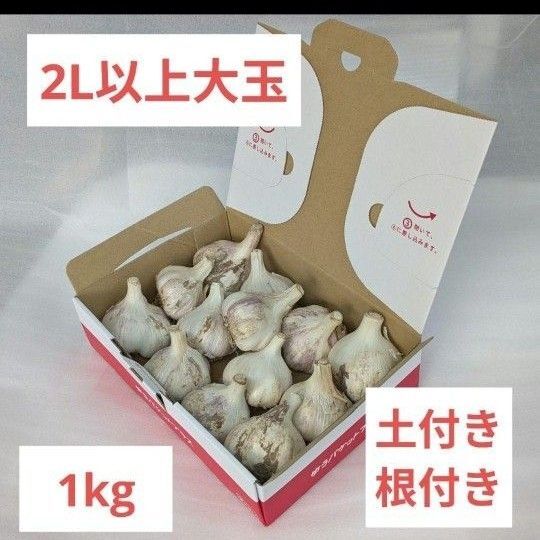 . 香川県産◆大玉生にんにく1kg◆2Lサイズ以上◆採れたて・土付き
