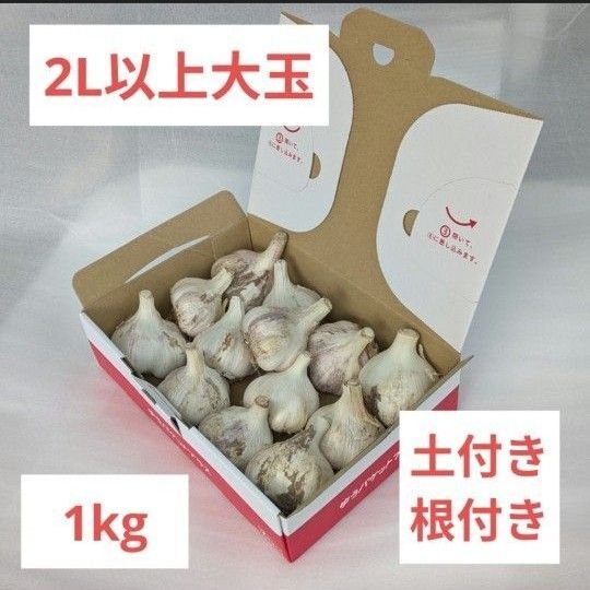 香川県産◆大玉生にんにく1kg◆2Lサイズ以上◆採れたて・土付き