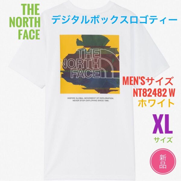 新品☆ノースフェイス デジタルボックスロゴ Tシャツ メンズ XL ホワイト