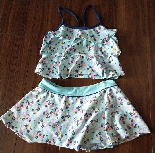 セパレート水着 上 スカートのみ 140 花がら リボン柄