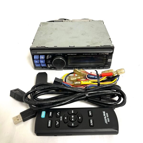 【リモコン付き】ALPINE 1DIN カーオーディオ アルパイン CDA-117Ji