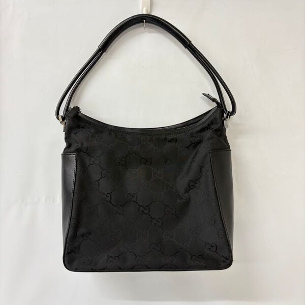 GUCCI GGキャンバス ワンショルダーバッグ ハンドバッグ レザー ブラック