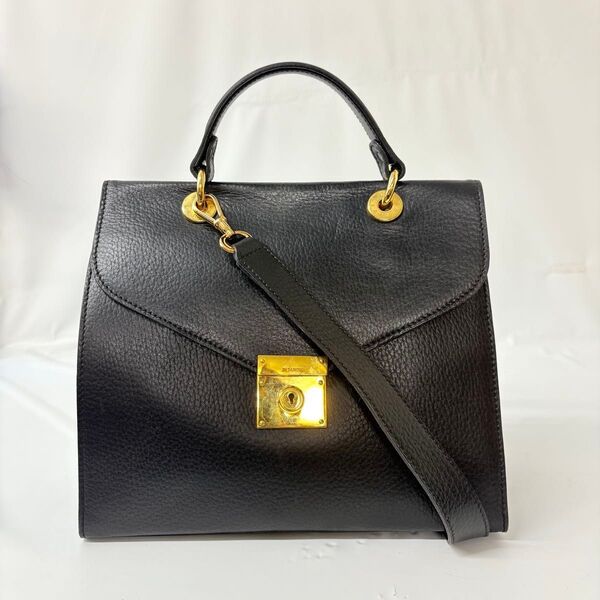 美品 JIL SANDER ジルサンダー 2wayハンドバッグ レザー ブラック