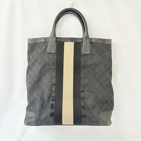 GUCCI グッチ シェリーライン GGキャンバス トートバッグ ハンドバッグ ブラック