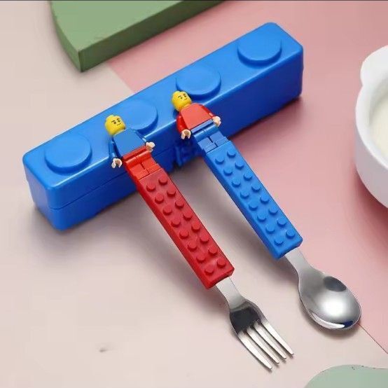 【新品未使用】レゴ風 スプーン フォーク セット お弁当グッズ LEGO風