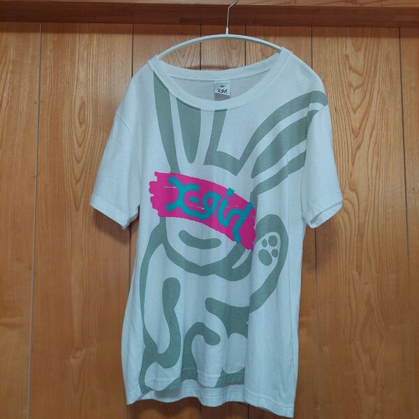 エックスガール X-girl 白Tシャツ レディース うさぎ