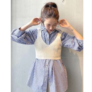 アングリッド スラブニットビスチェ アイボリー Vネック ビスチェ 美品
