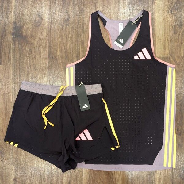 ■新品 adidas ADIZERO Pro Elite Promo セットアップ L シングレット ショーツ ランニング■