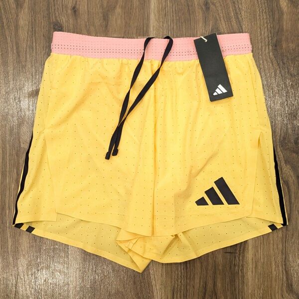 ■新品 adidas ADIZERO Pro Elite Promo ショートパンツ 黄M ランニング ショーツ アディダス■
