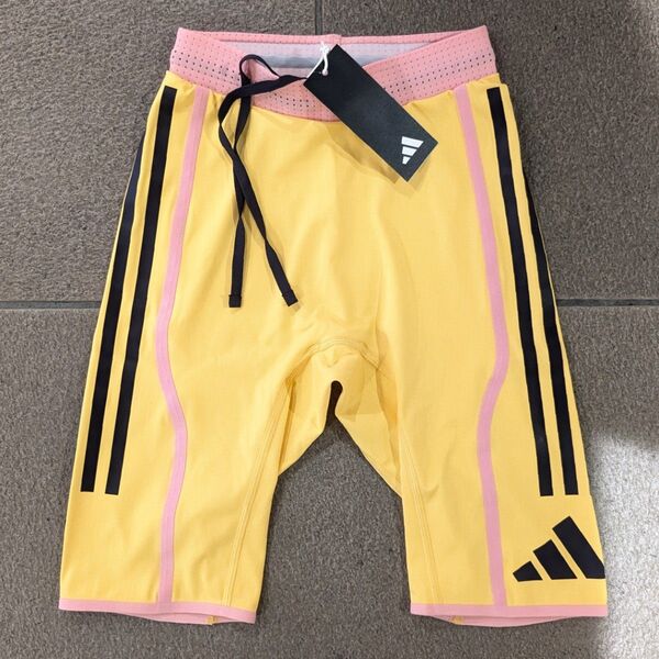 ■新品 adidas ADIZERO Pro Elite Promo ショートタイツ 黄S レギンス ショーツ ランニング■