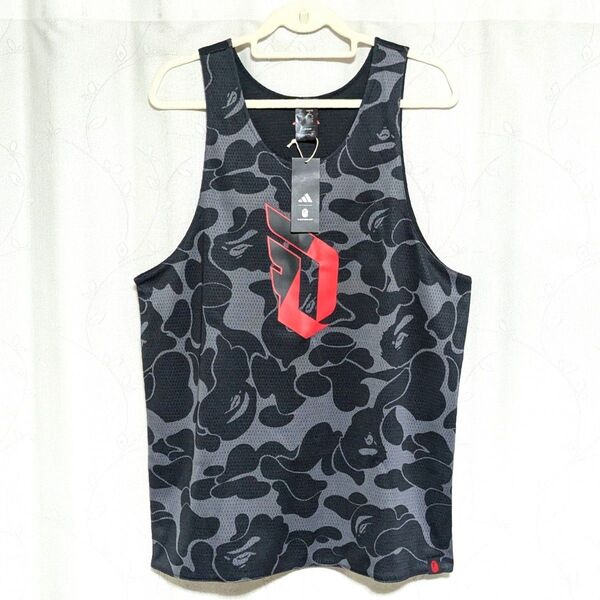 ■新品 adidas BAPE Dame 9 バスケシャツ L リバーシブル タンクトップ コラボ■