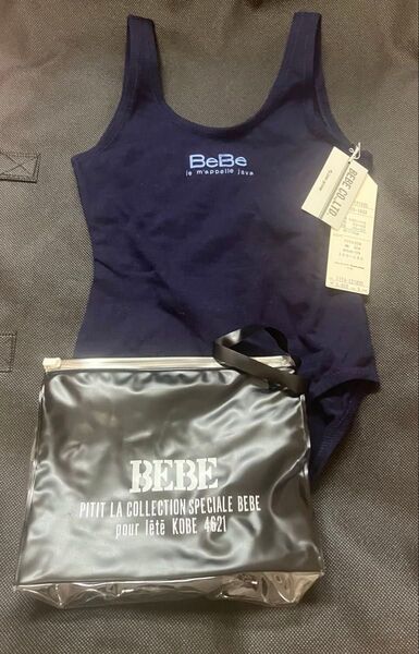 BeBe110サイズ水着 紺色 タグ付き新品ビニールケース付き