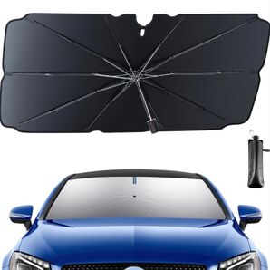 サンシェード 車 フロント 車 日除け 車用サンシェード 傘型 遮光 遮熱 UVカット チタン断熱素材(M約130*75cm)