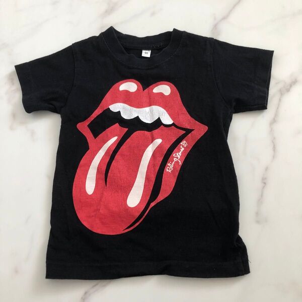 Tシャツ 古着 子供服 半袖Tシャツ 黒 ブラック サイズ90 ローリングストーンズ Rolling Stones 綿100%