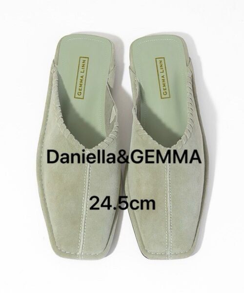 Daniella&GEMMA ダニエラアンドジェマ ステッチモチーフラットサンダル グリーンスエード