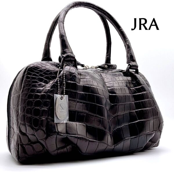 【極美品】JRA認定 クロコダイル トップコレクション ハンドバッグ ミニボストン 本革 クロコ ブラック