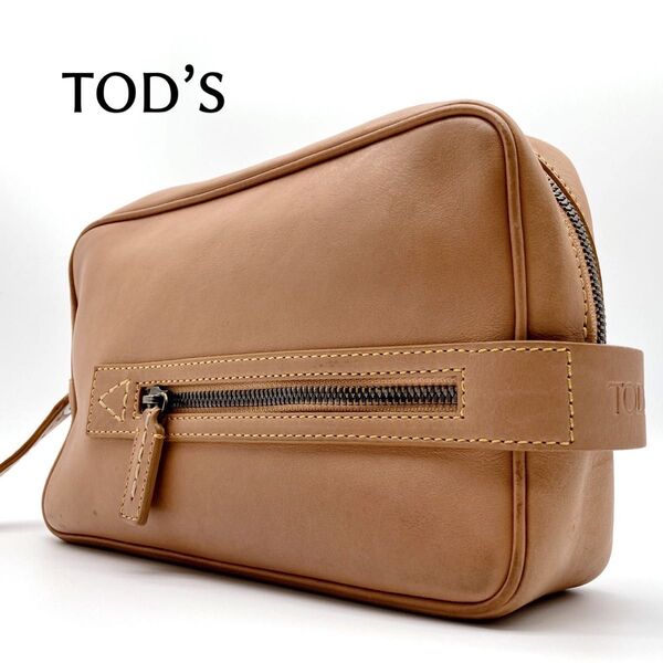 TOD'S トッズ レザー セカンドバッグ 本革 キャメル ハンドバッグ クラッチバッグ