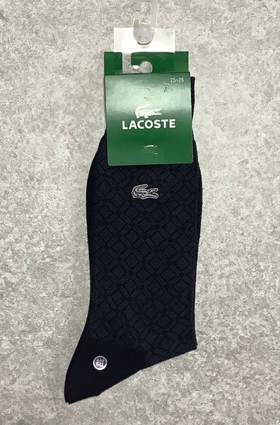 【新品】LACOSTE ジャガード ロゴワンポイントソックス 25-26cm ネイビー