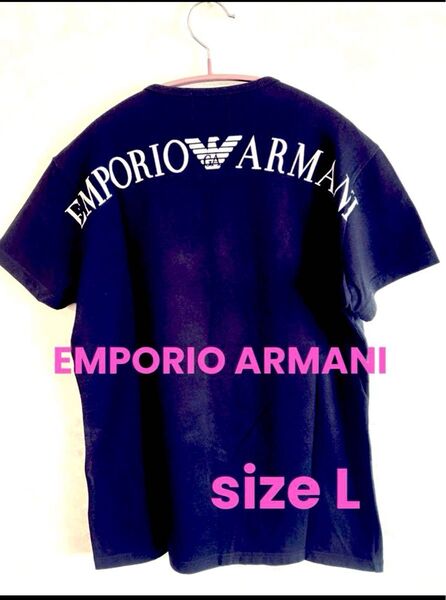 Emporio Armani ☆極美品☆ラメバックロゴプリント黒 Tシャツ