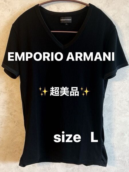 EMPORIO ARMANI 【極美品】VネックTシャツ ブラック Lサイズ