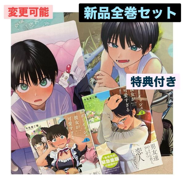 新品 ボーイッシュ彼女が可愛すぎる 1巻 2巻 特典 メロンブックス クリアファイル 2枚 全巻 セット 牛乳麦ご飯