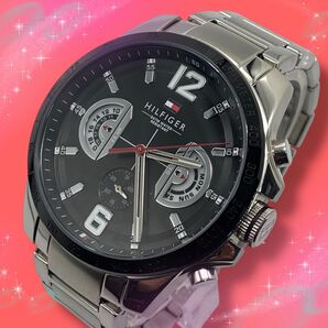 美品 稼働品 トミーヒルフィガー メンズ腕時計 タキメータ デイデイト クオーツ