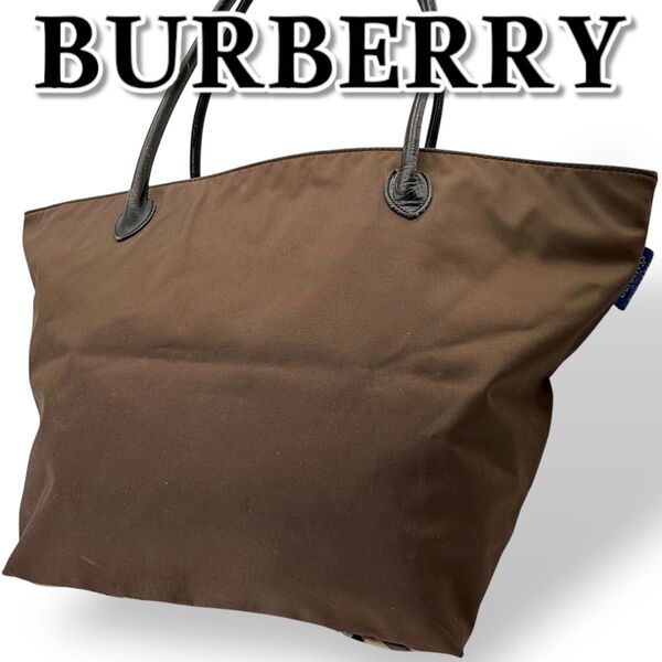 BURBERRYS バーバリー ブルーレーベル トートバッグ ナイロン ノバチェック柄 A4収納 ブラウン 大容量 肩掛け