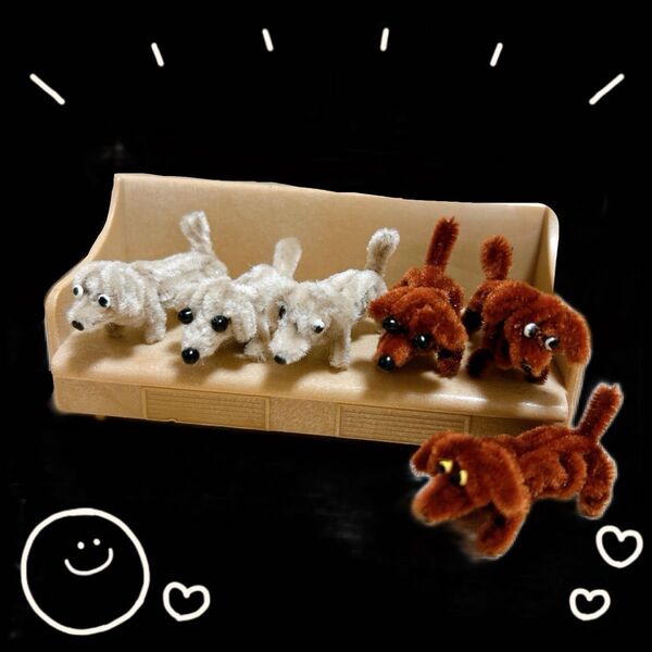 【極小】モールアート*クリーム ダックス/ミニチュア 犬*ぬいぐるみ*ハンドメイド アートドール