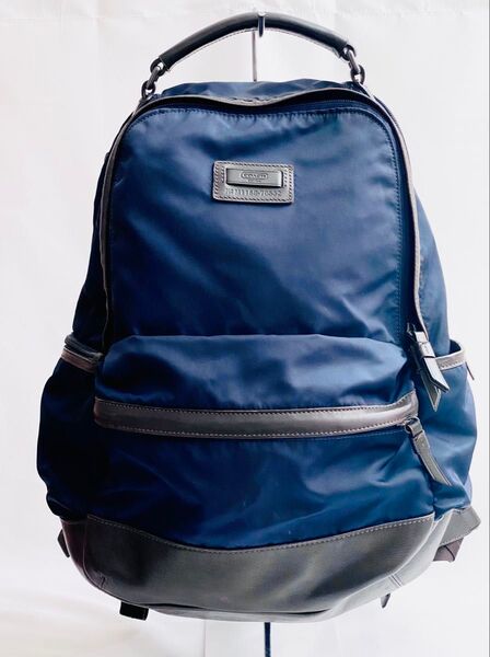 【特価】正規品 COACH コーチ リュックサック バックパック ネイビー レザー 本革 ナイロン