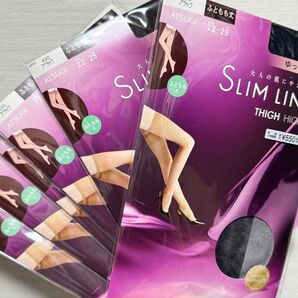 ATSUGI アツギ ストッキング SLIMLINE スリムライン ひざ上 ブラック ひざ上丈 ガーターストッキング 黒