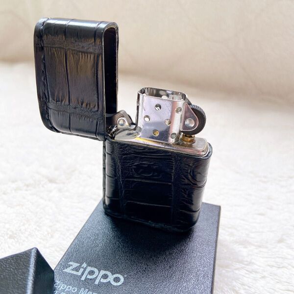 【サムライクラフト】 オイルライター 革巻 ZIPPO ジッポ クロコダイル ナイルクロコ ワニ革 ハンドメイド 本革