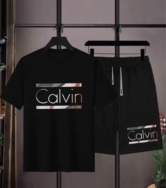 【Calvin セットアップ】半袖シャツ ショートパンツ XLサイズ Tシャツ