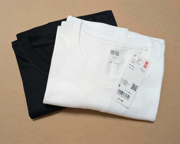 UNIQLO スーピマコットンクルーネックTシャツ 半袖 S ホワイト ブラック セット メンズ ユニクロ