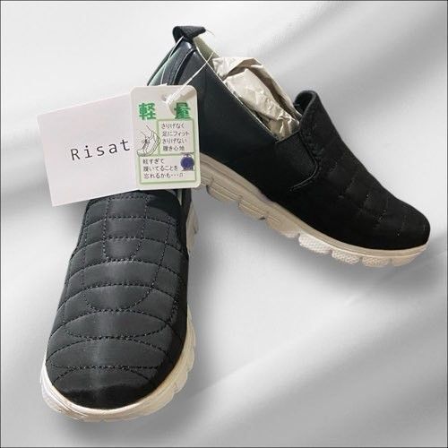 新品Risata リサータ レディーススリッポン 黒 23.0cm