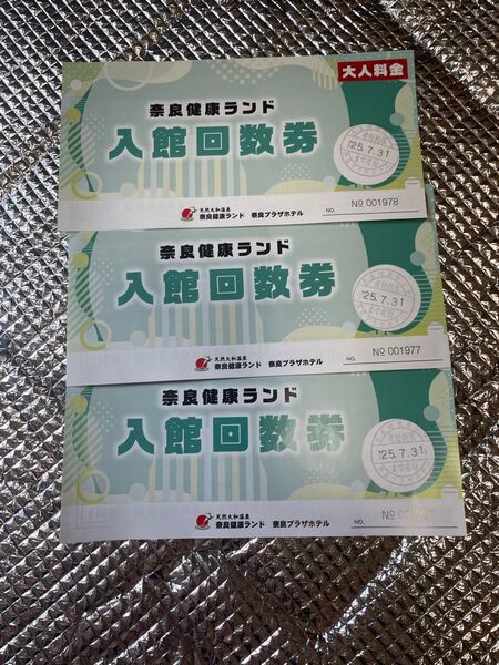 奈良健康ランド 入館回数券 大人 3枚セット