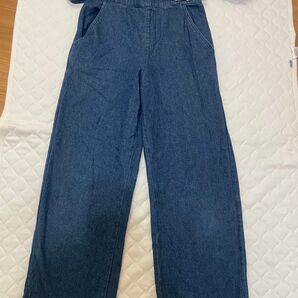 アルジー サスペンダー付き デニムワイドパンツ 150