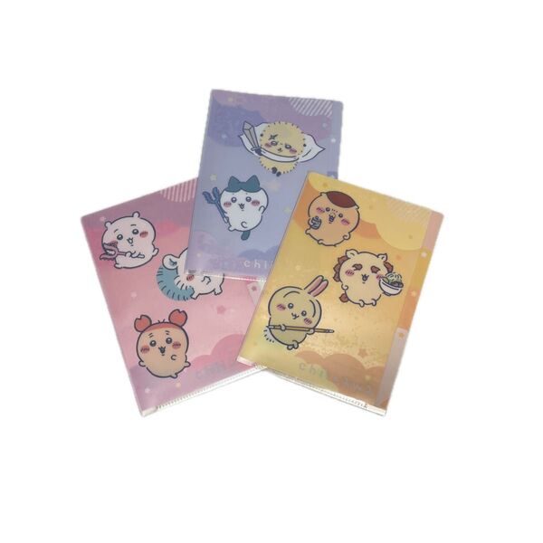 新品未使用 ちいかわ クリアファイル3枚セット ちいかわ ハチワレ うさぎ モモンガ シーサー ラッコ カニちゃん くりまんじゅう