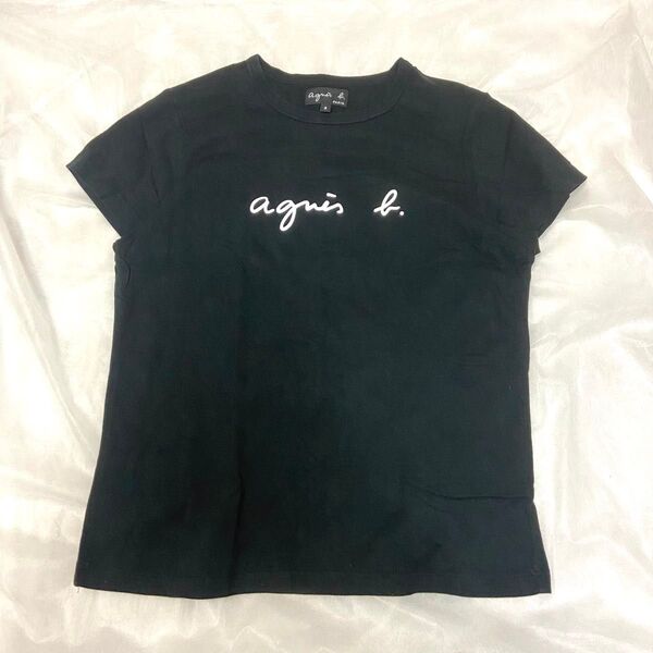 アニエスベー ロゴTシャツ レディースXLサイズ ブラック