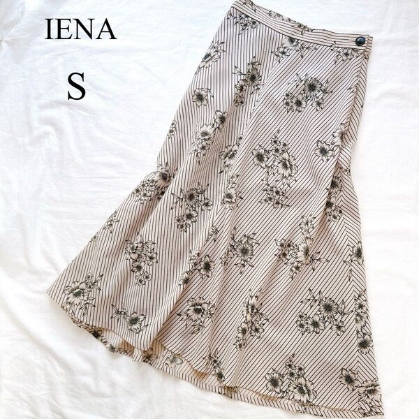 大人気!IENA☆ストライプフラワースカート フレアロングスカート 花柄 S