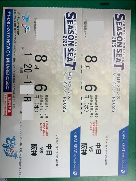 中日ドラゴンズvs阪神 バンテリンチケット