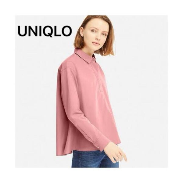 UNIQLO / ユニクロ エクストラファインコットンAラインシャツ 長袖 ピンク レディース Sサイズ(オーバーサイズ)