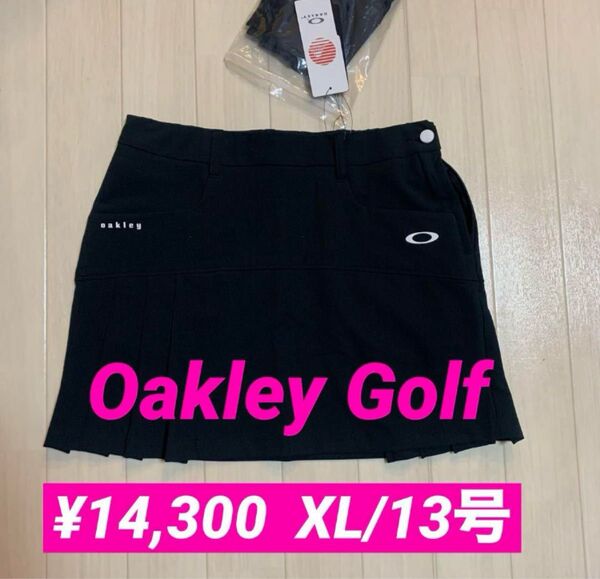 新品■14,300円【オークリーゴルフ】レディース プリーツ スカート LL/13号 大きいサイズ 黒 ゴルフウェア