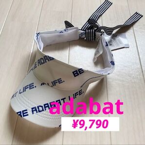 新品■9,790円【アダバット】レディース サンバイザー リボン付 白 ゴルフウェア 軽量 スポーツ