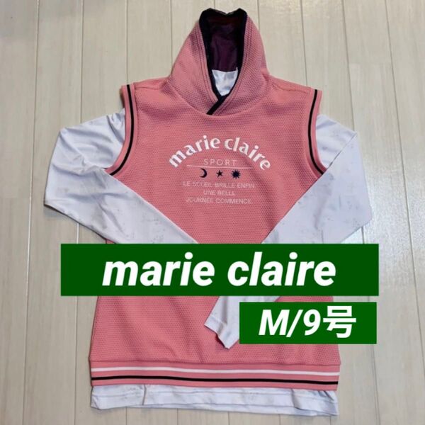 新品■10,780円【マリクレール 】レディース パーカー ベスト、タートルインナー M/9号 ゴルフウェア 2点セット