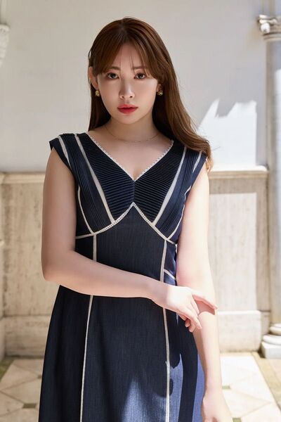 Her lip to Lace Trimmed Chambray Dress Mサイズ
